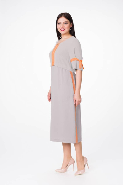 Платье Stilville 1628 серый,оранжевый - фото 3