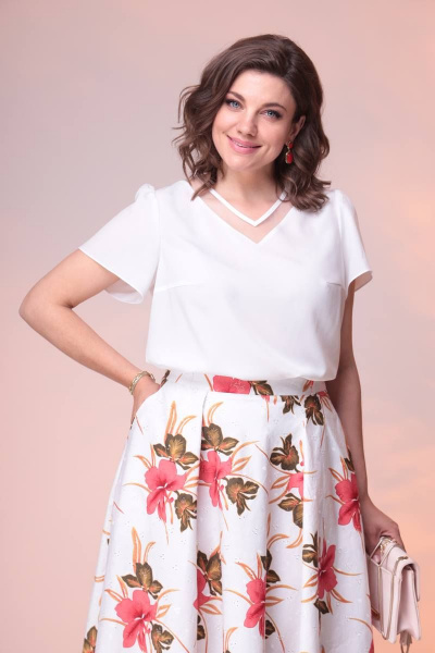 Блуза, юбка Romanovich Style 2-2389 белый/хаки - фото 5