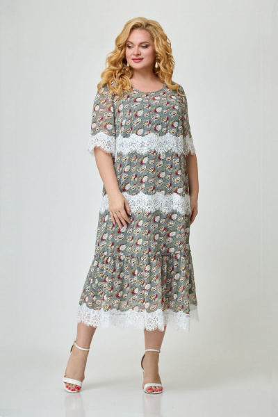 Платье Svetlana-Style 1644 серый+розы - фото 1