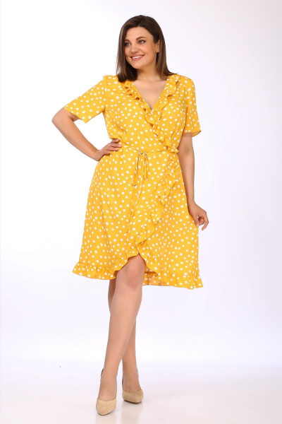 Платье Lady Secret 3698 желтый+горошек - фото 4
