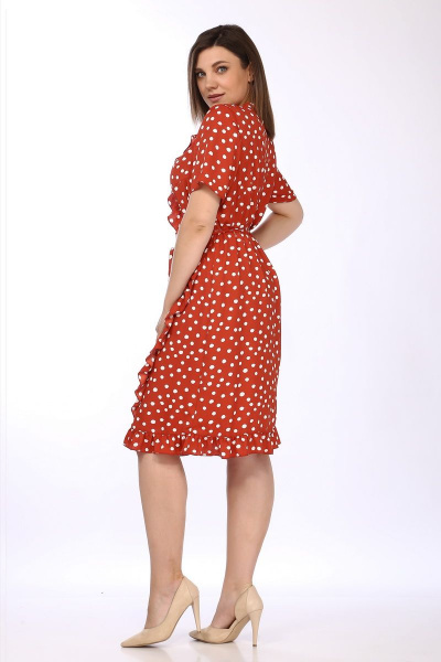 Платье Lady Secret 3698 красно-оранжевый+горошек - фото 5