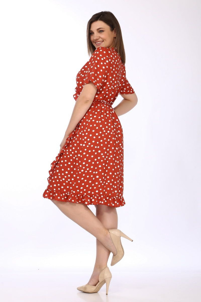 Платье Lady Secret 3698 красно-оранжевый+горошек - фото 4