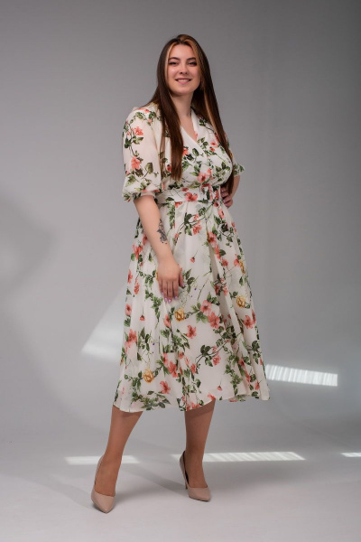 Платье АСВ 1267.6 айвори+цветы - фото 7