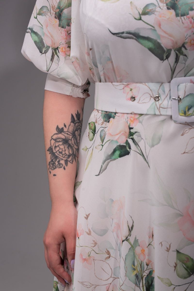 Платье АСВ 1247.2 белый+цветы - фото 9