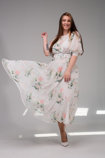 Платье АСВ 1247.2 белый+цветы - фото 7