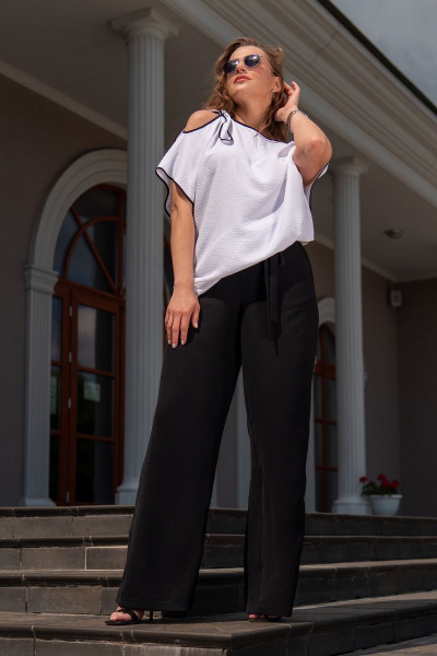 Блуза, брюки Andina 915 черный+белый - фото 1