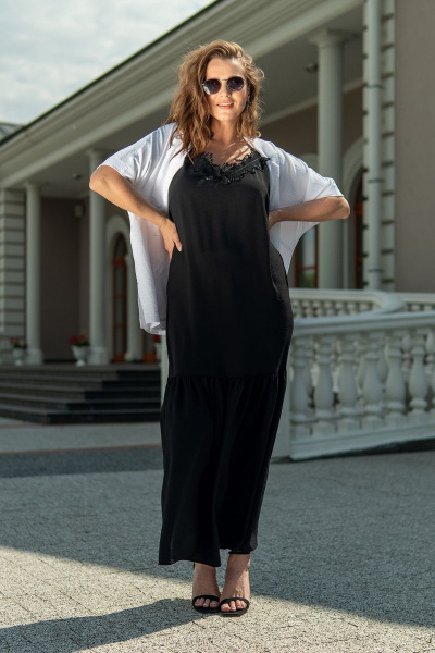 Жакет, платье Andina 918 черный+белый - фото 6
