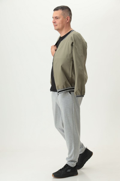 Бомбер, брюки, футболка T&N 8003 хаки+серый_меланж+черный - фото 3