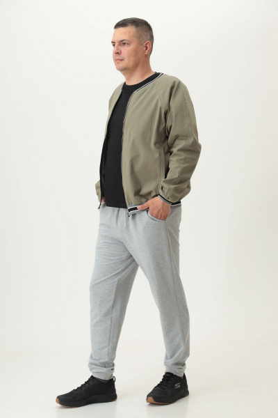 Бомбер, брюки, футболка T&N 8003 хаки+серый_меланж+черный - фото 2
