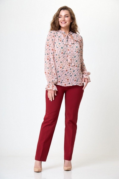 Блуза Anelli 1233 розовый+цветы - фото 1