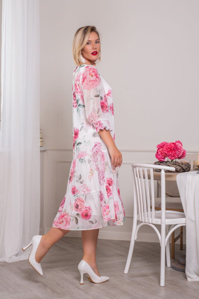 Платье АСВ 1268.3 белый+розовый_цветок - фото 3