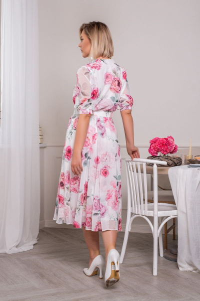 Платье АСВ 1267.10 белый+розовый_цветок - фото 4