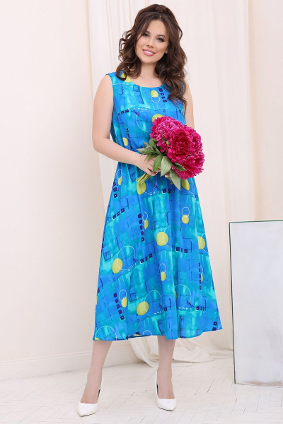 Жакет, платье Мода Юрс 2742-1 желтый+голубой - фото 3