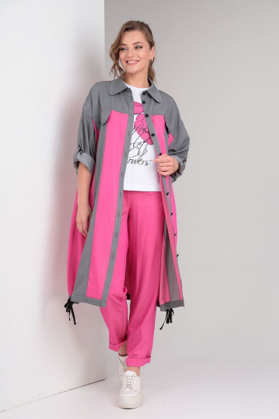 Платье VIA-Mod 519 серо-розовый - фото 5