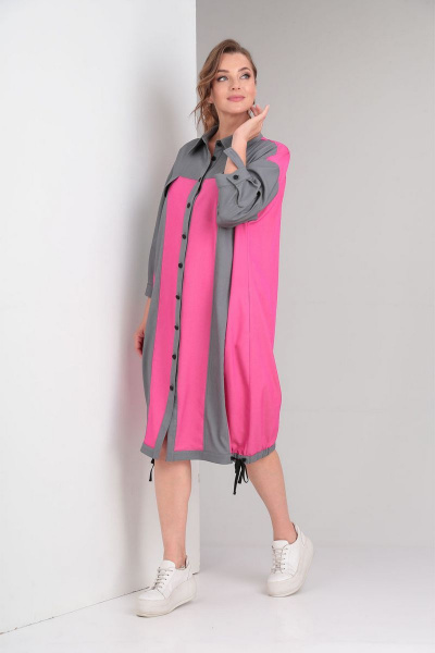 Платье VIA-Mod 519 серо-розовый - фото 3