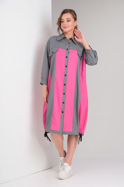 Платье VIA-Mod 519 серо-розовый - фото 2