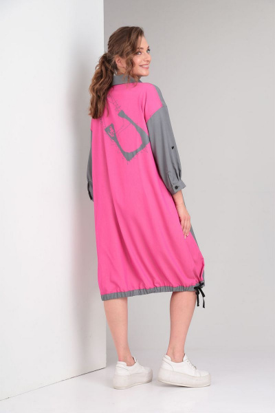 Платье VIA-Mod 519 серо-розовый - фото 4