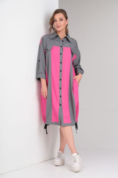 Платье VIA-Mod 519 серо-розовый - фото 1