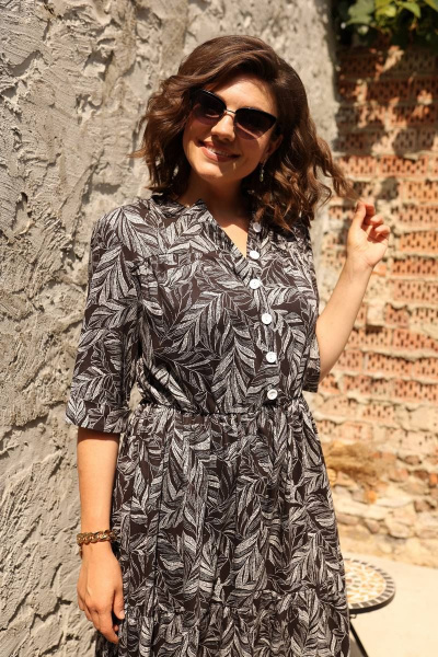 Платье Romanovich Style 1-2373 черный/крупные_листики - фото 4