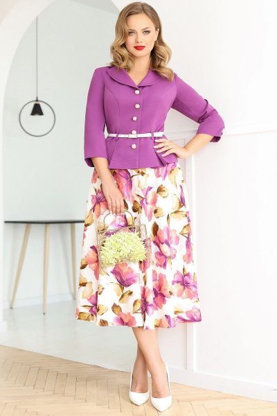 Жакет, юбка Мода Юрс 2136 фиолетовый - фото 1