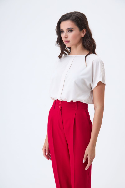 Блуза, брюки, жакет T&N 7287 красный(с_малиновым_оттенком)+молочный - фото 12