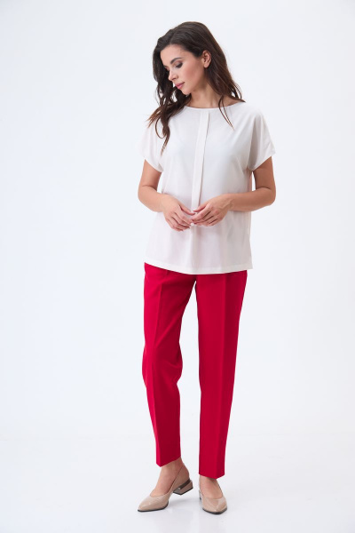 Блуза, брюки, жакет T&N 7287 красный(с_малиновым_оттенком)+молочный - фото 11