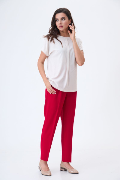 Блуза, брюки, жакет T&N 7287 красный(с_малиновым_оттенком)+молочный - фото 10