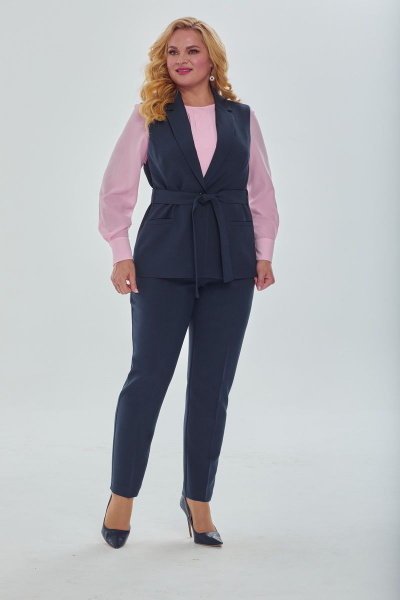 Блуза, брюки, жилет Alani Collection 1742 графит_розовый - фото 5
