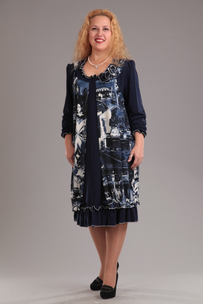 Платье VIA-Mod 145 синий+белый - фото 1