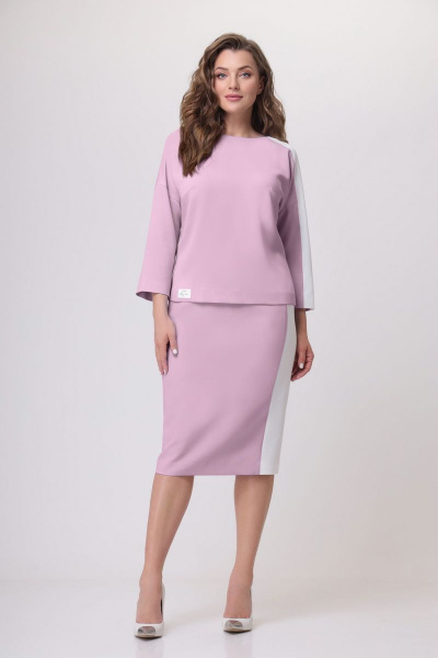 Блуза, юбка Мишель стиль 1066/1 розово-белый - фото 3