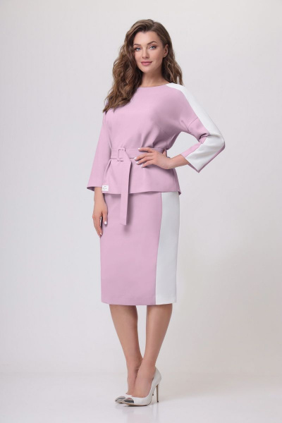 Блуза, юбка Мишель стиль 1066/1 розово-белый - фото 1