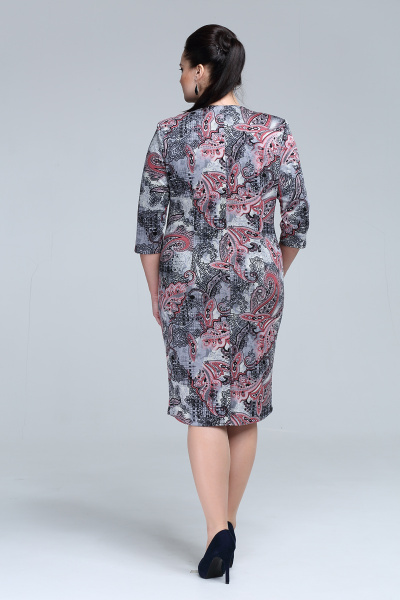Платье Tellura-L 1183 серый+коралл - фото 2