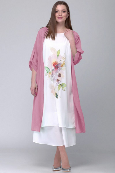 Накидка, платье SOVA 11037 бл.розовый - фото 1