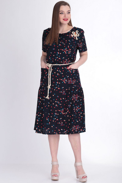 Платье LadisLine 1083 цветные_горохи - фото 2