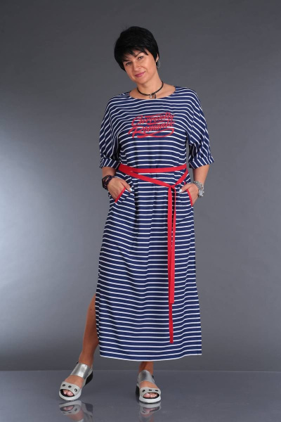 Платье ZigzagStyle 352 синий/красный - фото 2