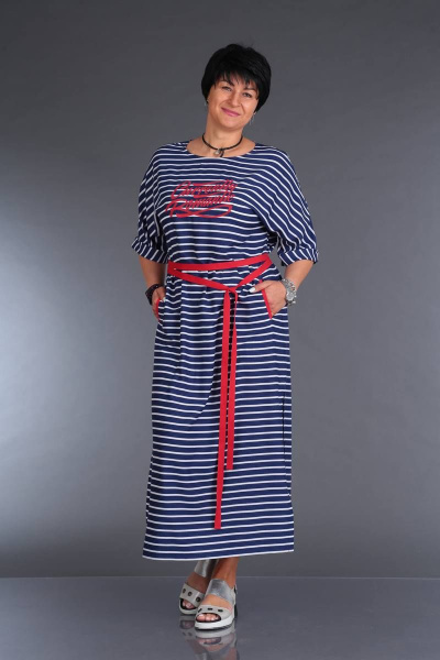 Платье ZigzagStyle 352 синий/красный - фото 1