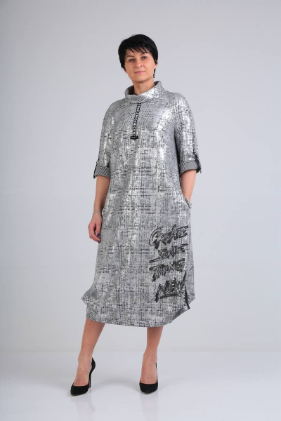 Платье ZigzagStyle 374 серый/блеск - фото 1