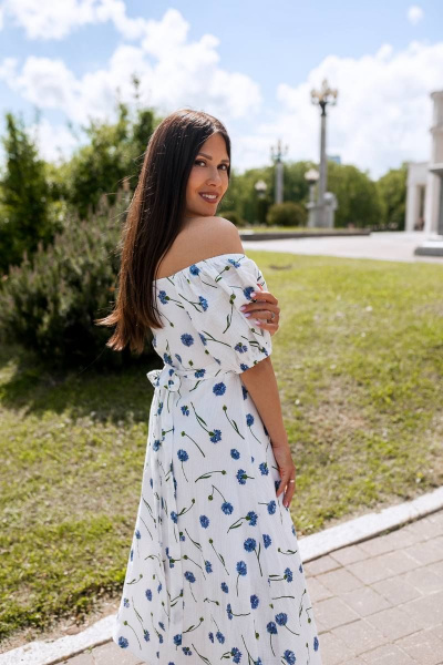 Платье KRASA - Danaida 306-22 белый_в_васильки - фото 7