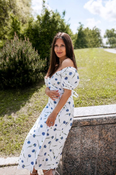 Платье KRASA - Danaida 306-22 белый_в_васильки - фото 6