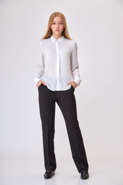 Блуза, брюки T&N 7301 белый+черный - фото 5