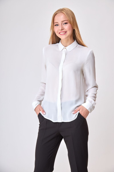 Блуза, брюки T&N 7301 белый+черный - фото 2