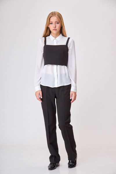 Блуза, брюки, корсет T&N 7305 белый+черный - фото 2