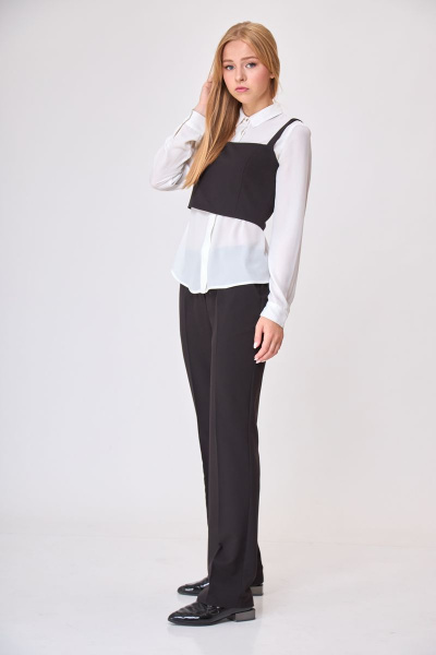 Блуза, брюки, корсет T&N 7305 белый+черный - фото 1
