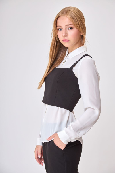 Блуза, корсет T&N 7304 белый+черный - фото 2