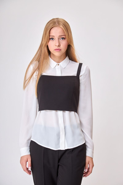 Блуза, корсет T&N 7304 белый+черный - фото 1