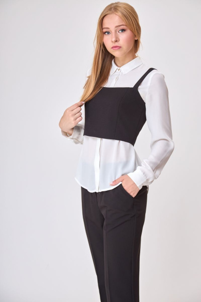Блуза, корсет T&N 7304 белый+черный - фото 3