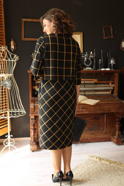 Платье Romanovich Style 1-2422 черный/горчица - фото 3