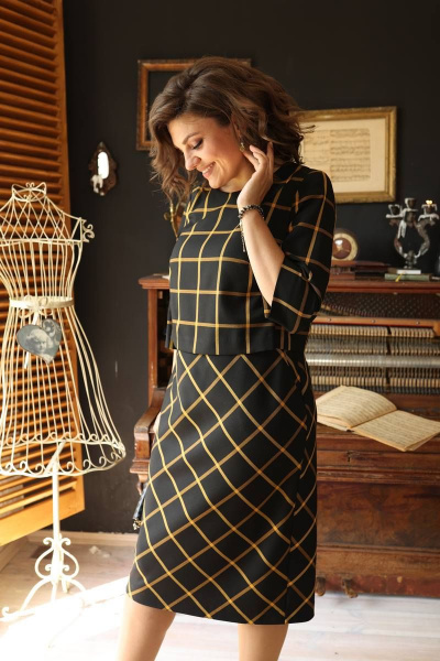 Платье Romanovich Style 1-2422 черный/горчица - фото 4