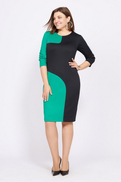 Платье Милора-стиль 1024 черный_с_зеленым - фото 1
