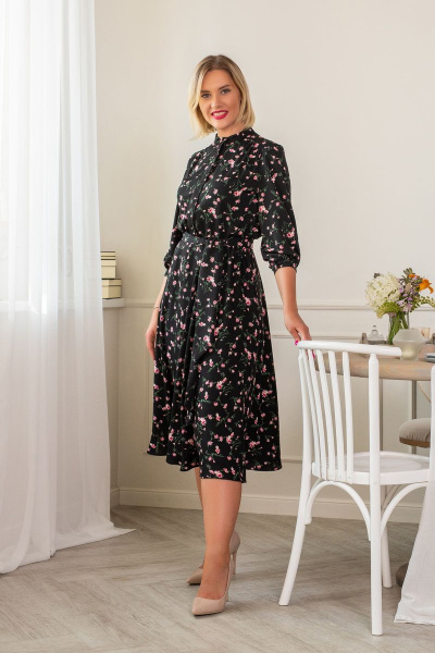 Платье АСВ 1078.3 черный_розовый_цветок - фото 4